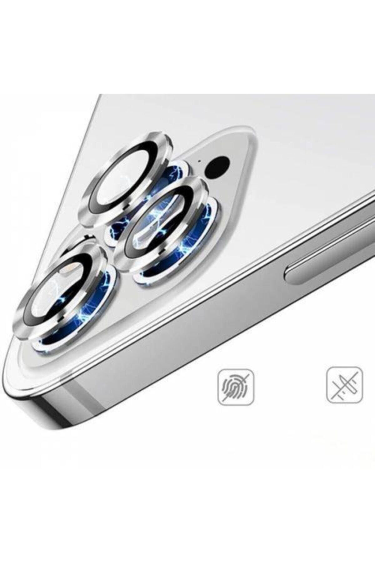 Iphone 12 Promax Uyumlu Mercek Lens Kamera Koruması Gri Renk
