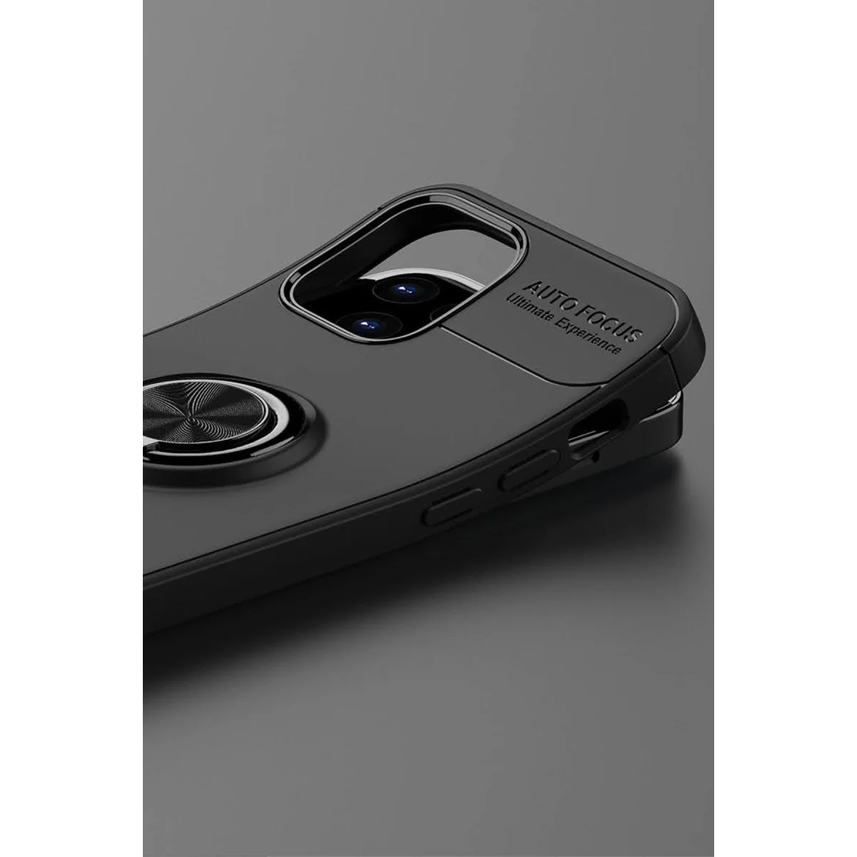 iPhone 12 Range Ring Silikon Kılıf - Mavi 360° Dönüşlü Standlı Kılıf