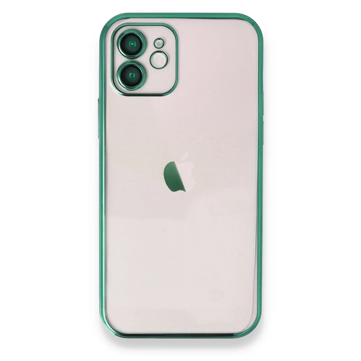 iPhone 12 Razer Lensli Silikon Kılıf - Yeşil, Şeffaf ve Maksimum Koruma