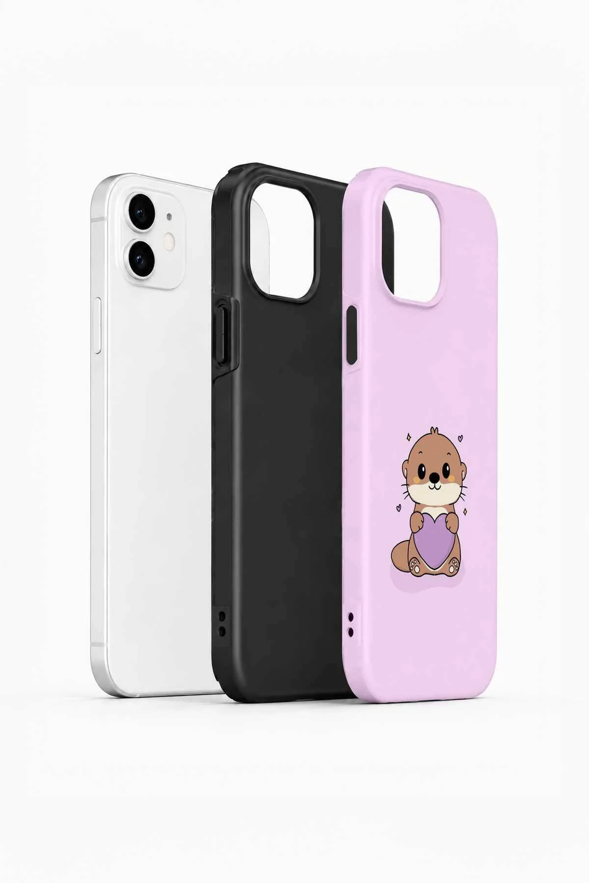 iPhone 12 Vorian Çift Katmanlı Pembe Hamsterli Kılıf - Görsel 2