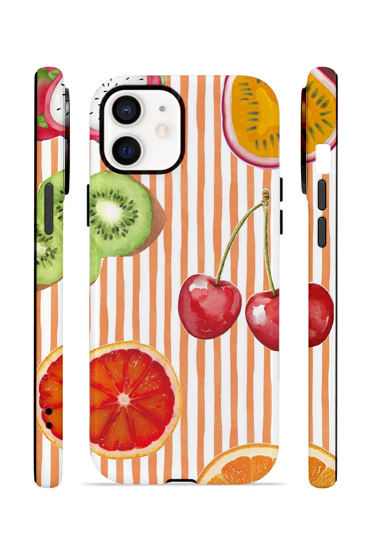 iPhone 12 Vorian Çift Katmanlı MagSafe Kılıf Tutti Frutti Stripe