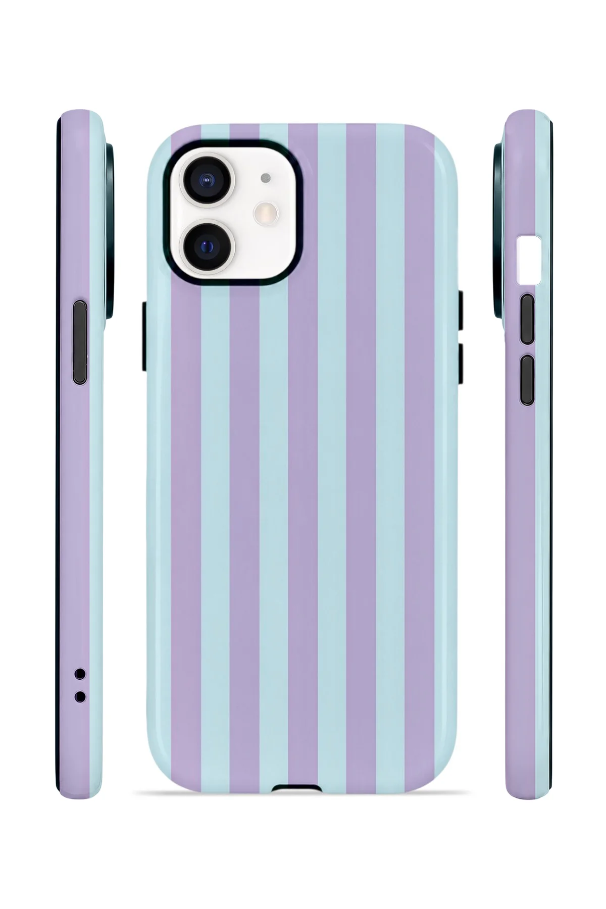 iPhone 12 Vorian Çift Katmanlı MagSafe Kılıf Lilac Riviera Stripe