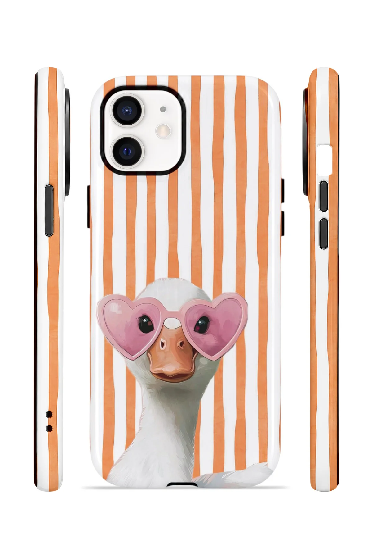 iPhone 12 Vorian Çift Katmanlı MagSafe Kılıf Heart Glasses Goose