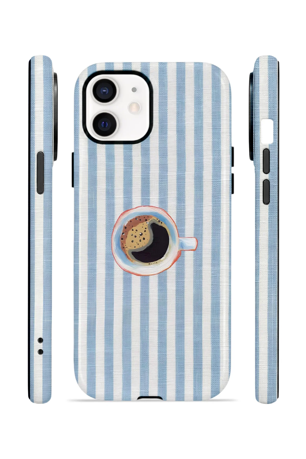 iPhone 12 Vorian Çift Katmanlı MagSafe Kılıf Morning Coffee Stripe