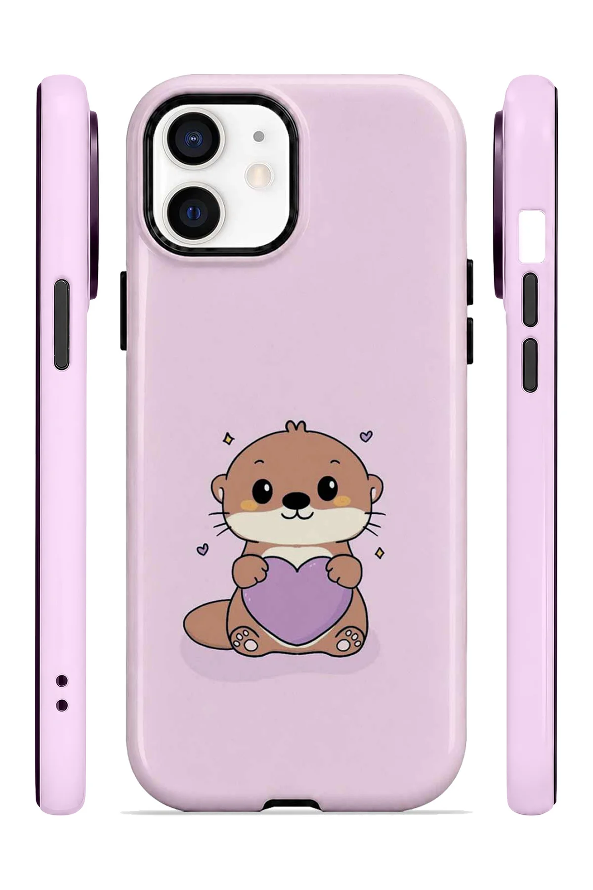 iPhone 12 Vorian Çift Katmanlı Pembe Hamsterli Kılıf - Görsel 3