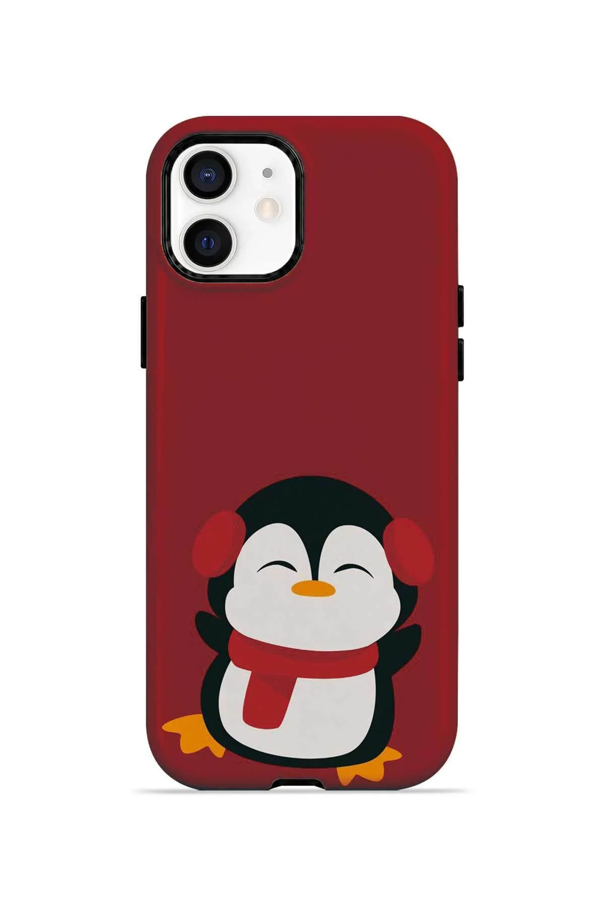 iPhone 12 Vorian Çift Katmanlı Kırmızı Penguenli Kılıf iPhone 12 Vorian Çift Katmanlı Kırmızı Penguenli Kılıf