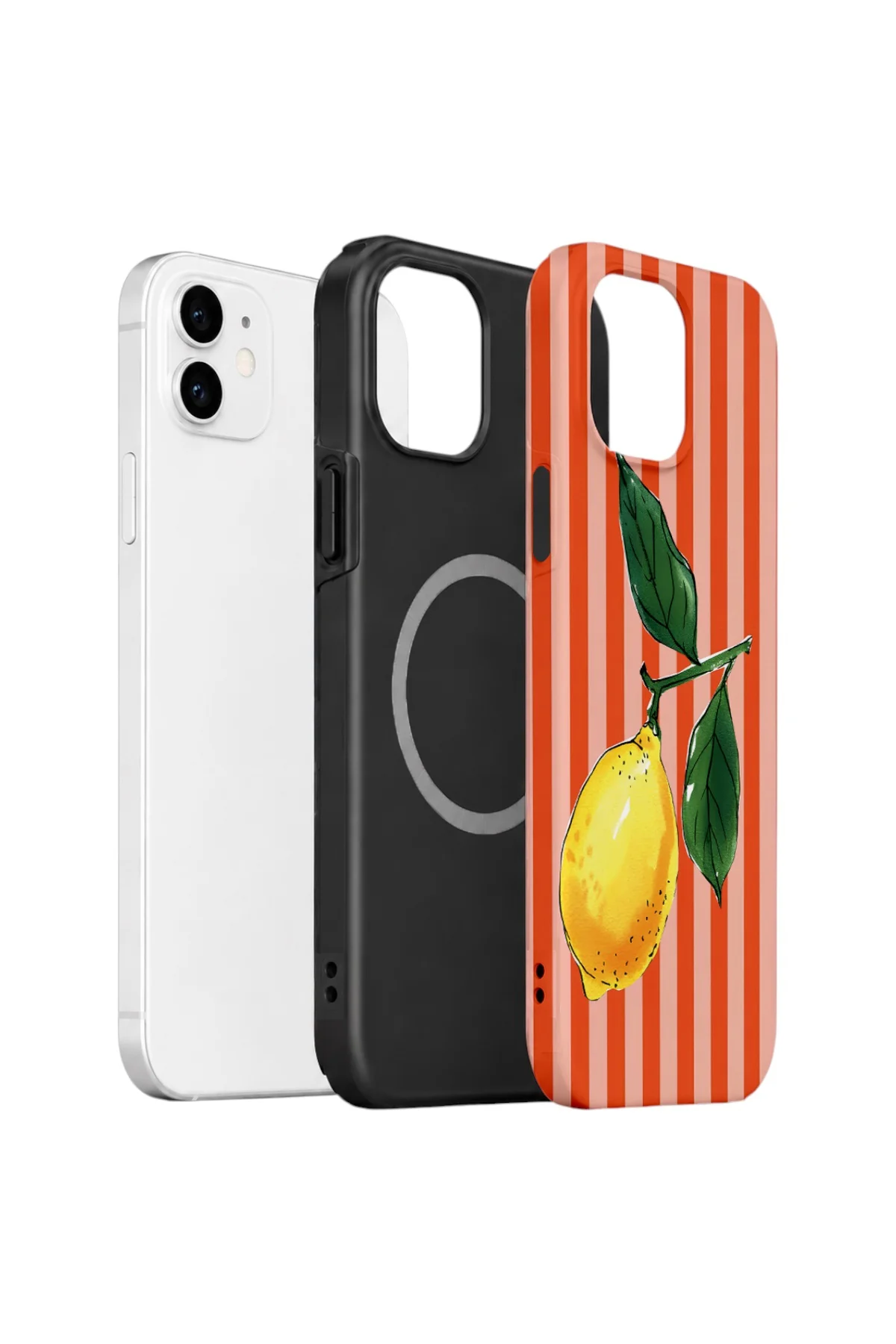 iPhone 12 Vorian Çift Katmanlı MagSafe Kılıf Sicilian Lemon Red Stripe