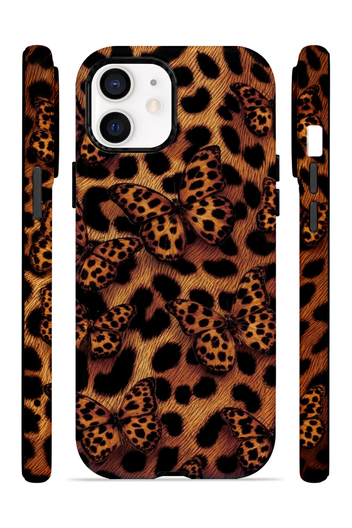 iPhone 12 Vorian Çift Katmanlı Kelebekli Leopar Kılıf iPhone 12 Vorian Çift Katmanlı Kelebekli Leopar Kılıf - Görsel 3