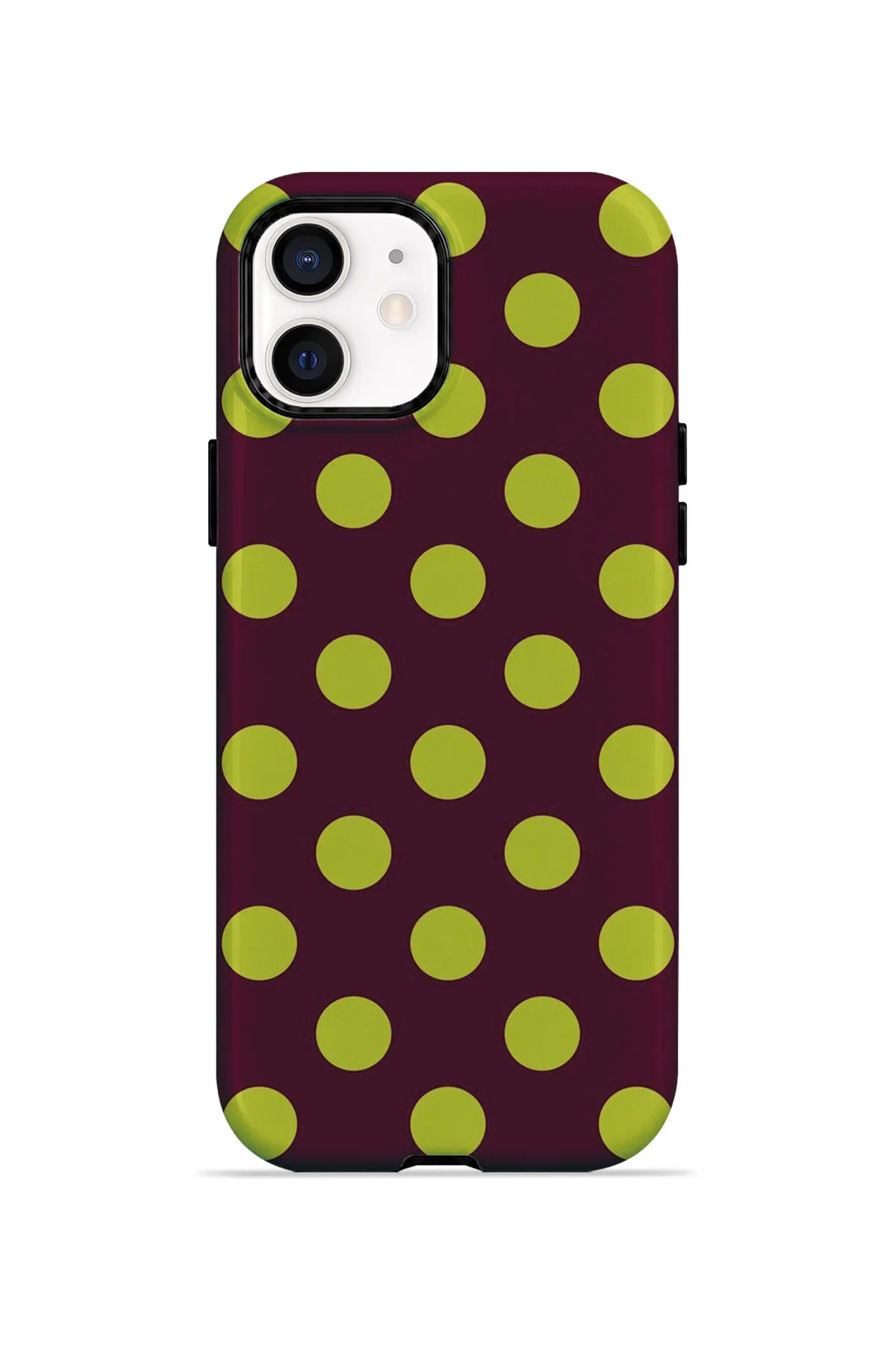 iPhone 12 Vorian Çift Katmanlı Bordo Limon Puantiye Kılıf iPhone 12 Vorian Çift Katmanlı Bordo Limon Puantiye Kılıf