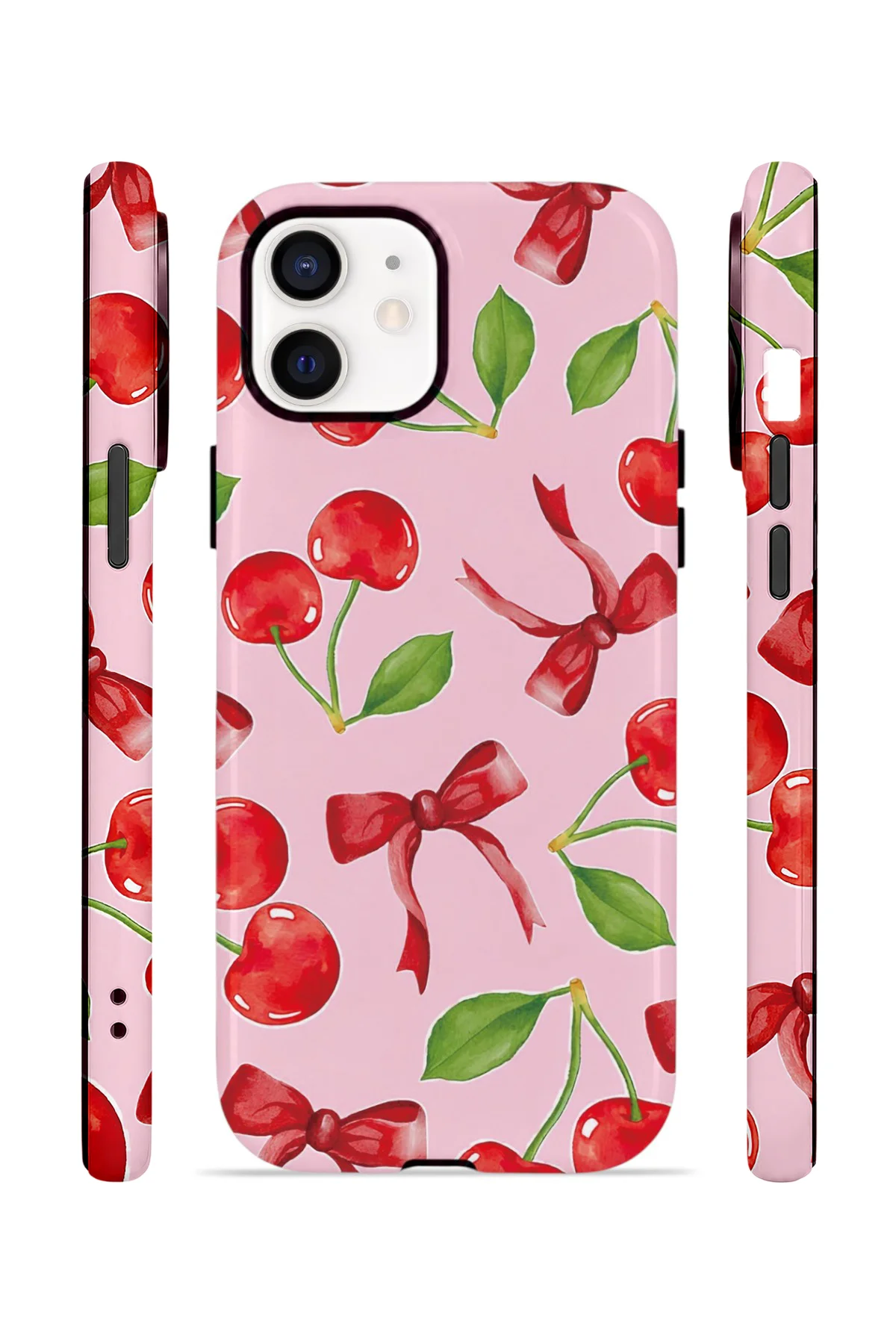iPhone 12 Vorian Çift Katmanlı MagSafe Kılıf Cherry Ribbon Garden