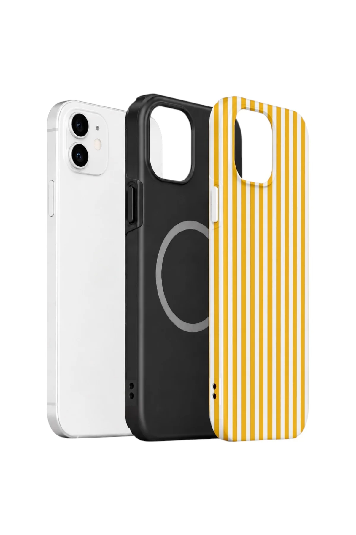 iPhone 12 Vorian Çift Katmanlı MagSafe Kılıf Golden Pinstripe