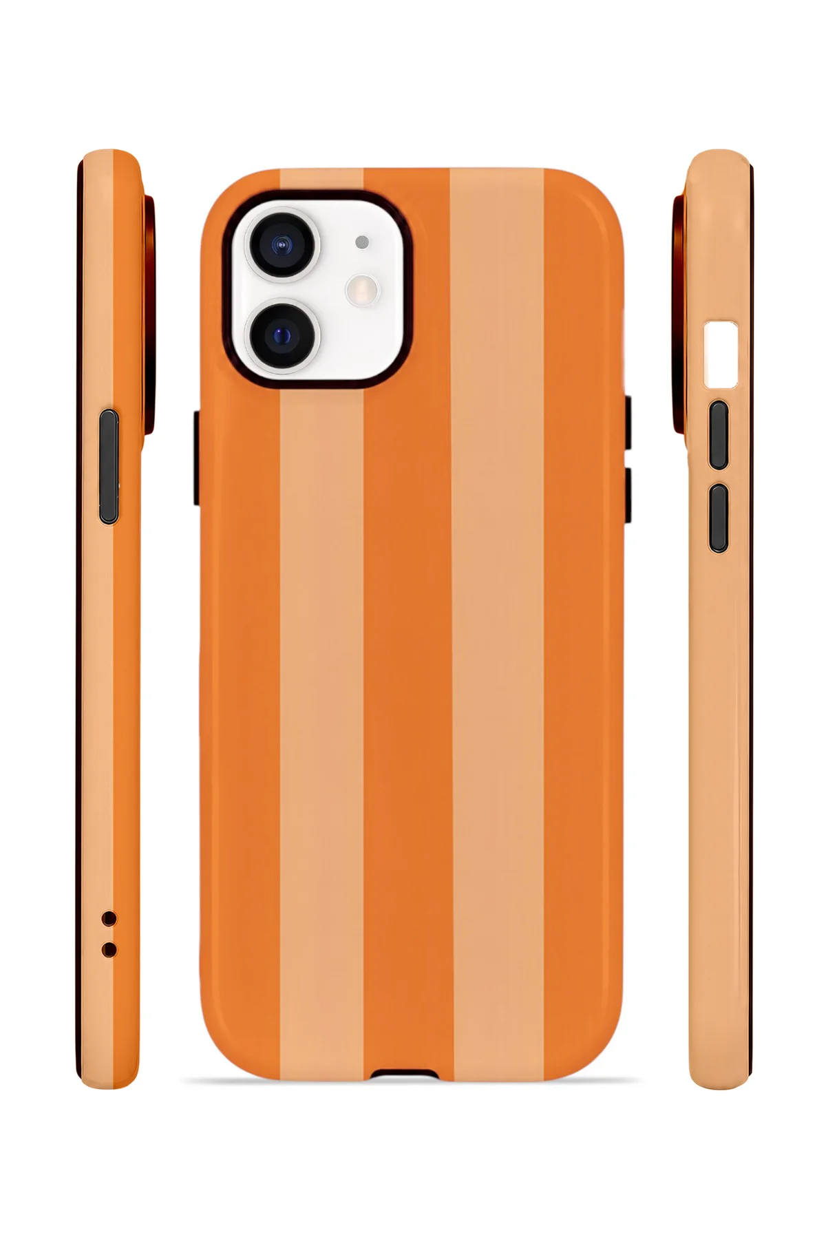 iPhone 12 Vorian Çift Katmanlı MagSafe Kılıf Orange Cream Stripe