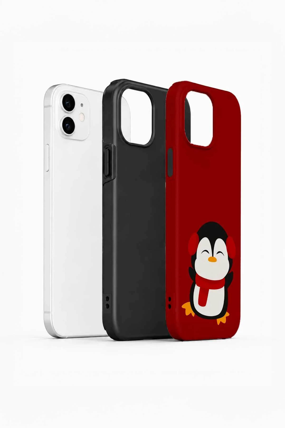 iPhone 12 Vorian Çift Katmanlı Kırmızı Penguenli Kılıf iPhone 12 Vorian Çift Katmanlı Kırmızı Penguenli Kılıf - Görsel 2