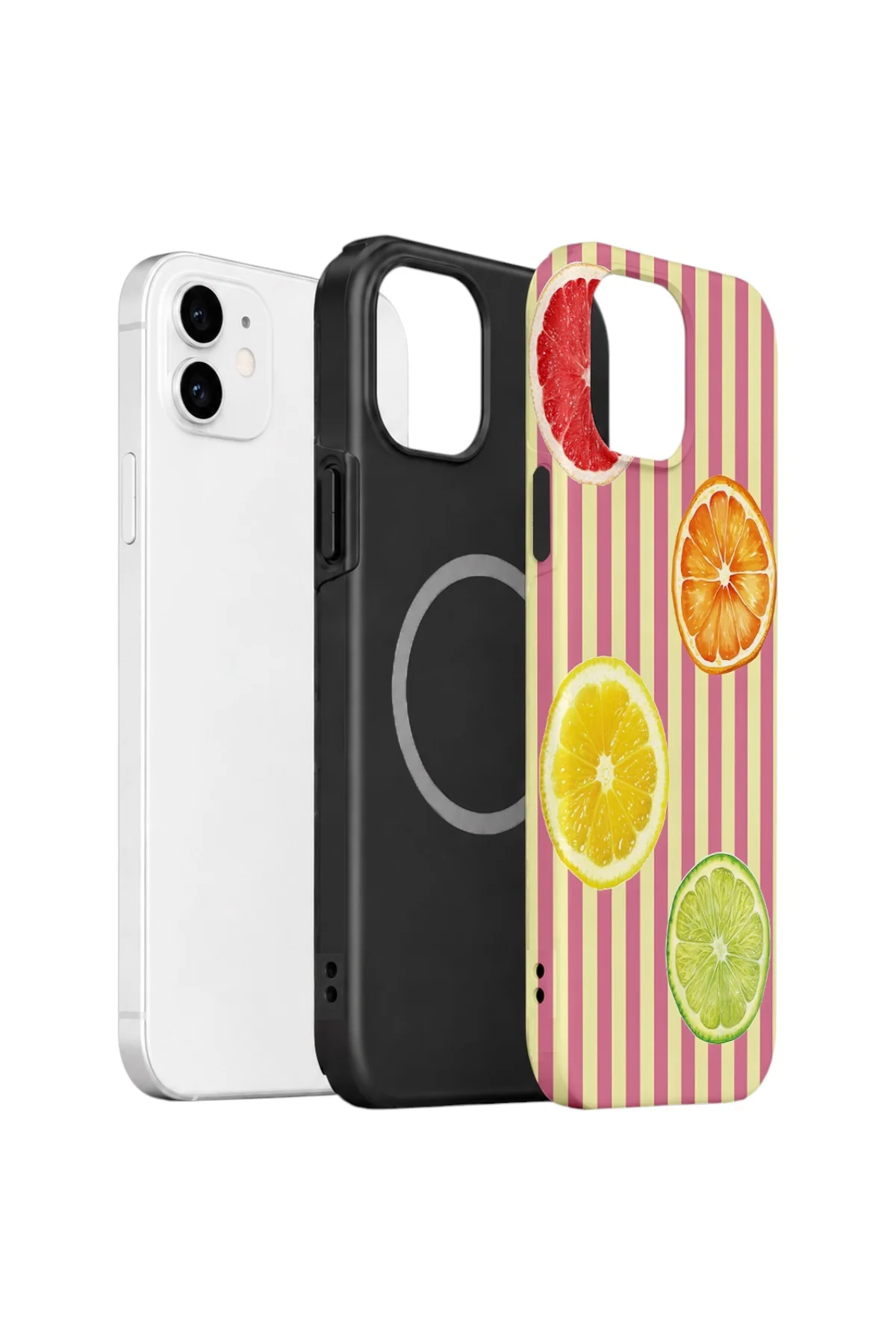 iPhone 12 Vorian Çift Katmanlı MagSafe Kılıf Citrus Fiesta Stripe
