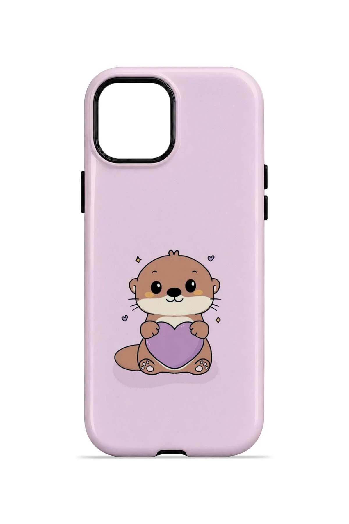 iPhone 12 Vorian Çift Katmanlı Pembe Hamsterli Kılıf - Görsel 4