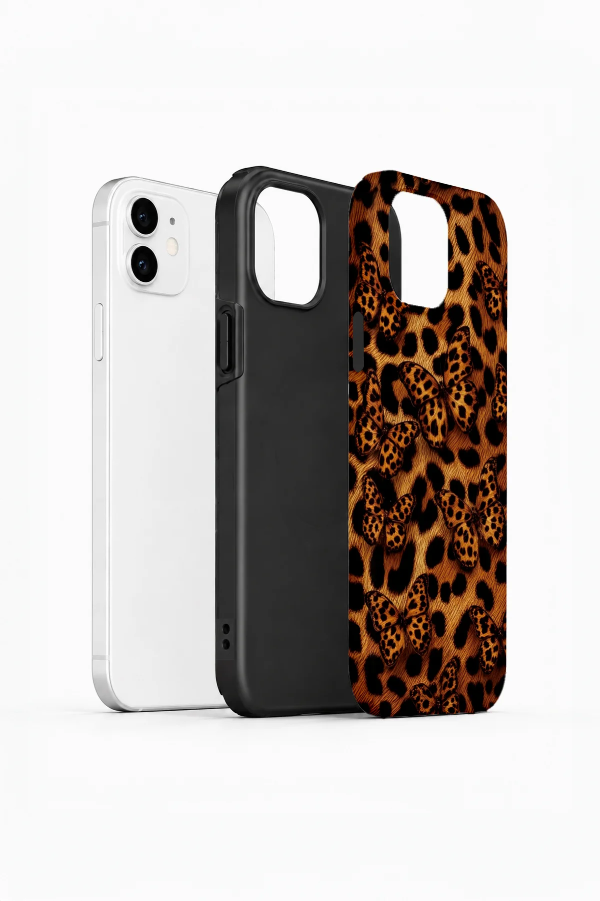 iPhone 12 Vorian Çift Katmanlı Kelebekli Leopar Kılıf iPhone 12 Vorian Çift Katmanlı Kelebekli Leopar Kılıf - Görsel 2