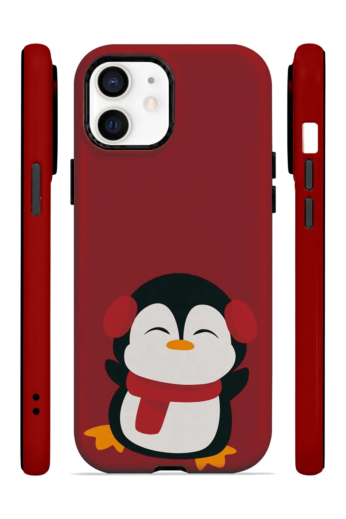 iPhone 12 Vorian Çift Katmanlı Kırmızı Penguenli Kılıf iPhone 12 Vorian Çift Katmanlı Kırmızı Penguenli Kılıf - Görsel 3