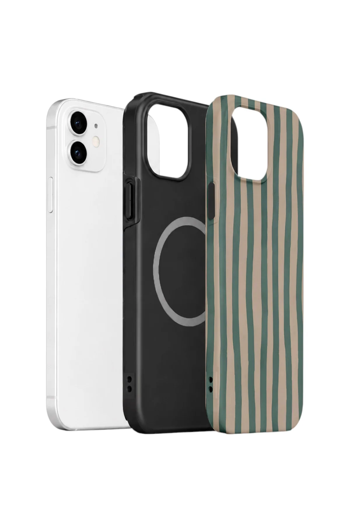 iPhone 12 Vorian Çift Katmanlı MagSafe Kılıf Sage Riviera Stripe