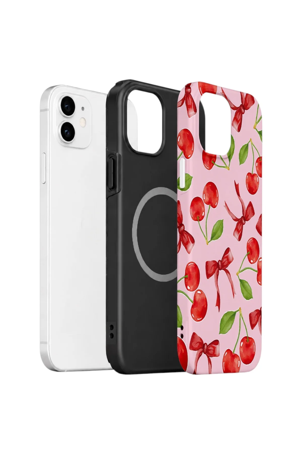 iPhone 12 Vorian Çift Katmanlı MagSafe Kılıf Cherry Ribbon Garden
