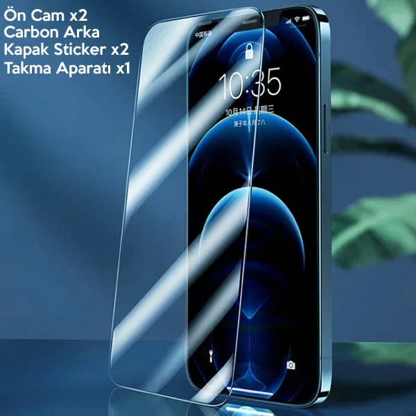 iPhone 12/12 Pro 6.1” Kırılmaz Cam Ekran Koruyucu 2’li Paket – Takma Aparatı Hediye