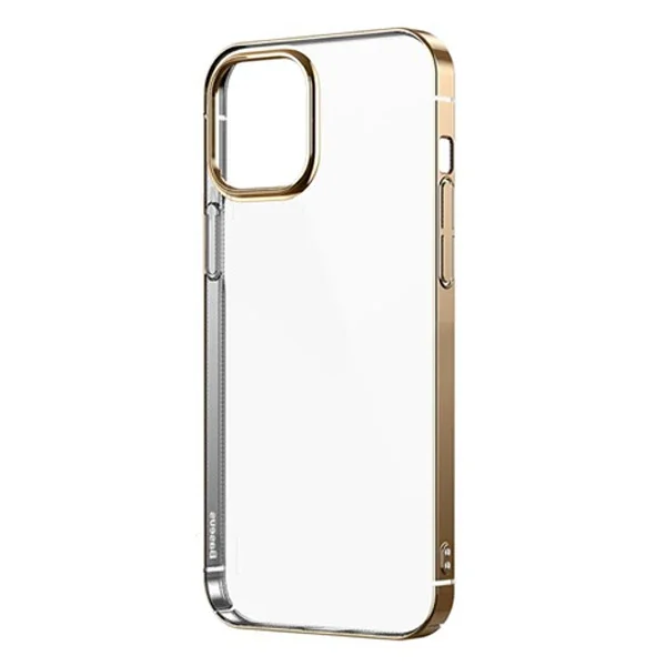 iPhone 12/12 Pro Spark Kılıf - Sararmayan Şeffaf Silikon TPU Koruyucu Arka Kapak (Gold)