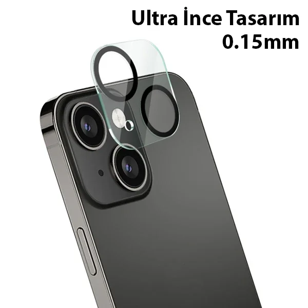 iPhone 13 & 13 Mini 3D Kamera Lens Tampon Camı – Çizilmeye Karşı Ultra İnce 0.15 mm Temper Full Cam Koruyucu