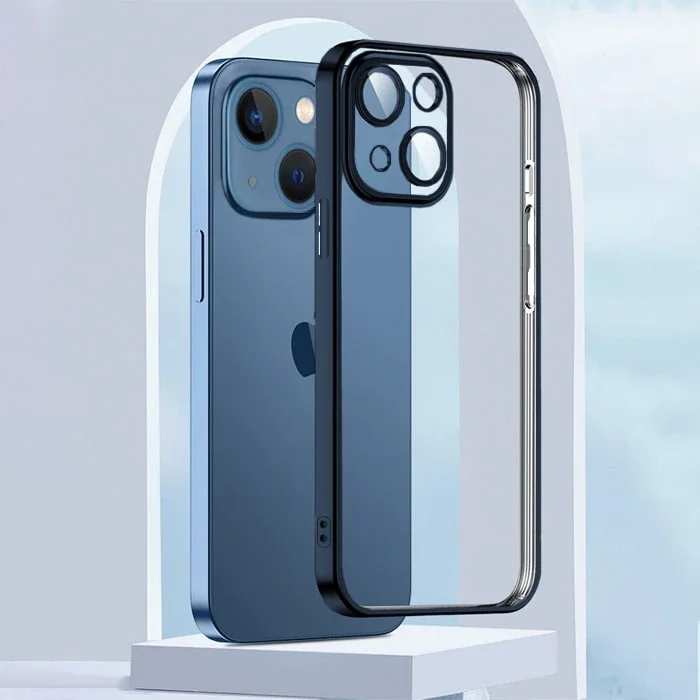 iPhone 13 6.1 Kılıf Lazer Çerçeveli Silikon Şeffaf Sararmaz
