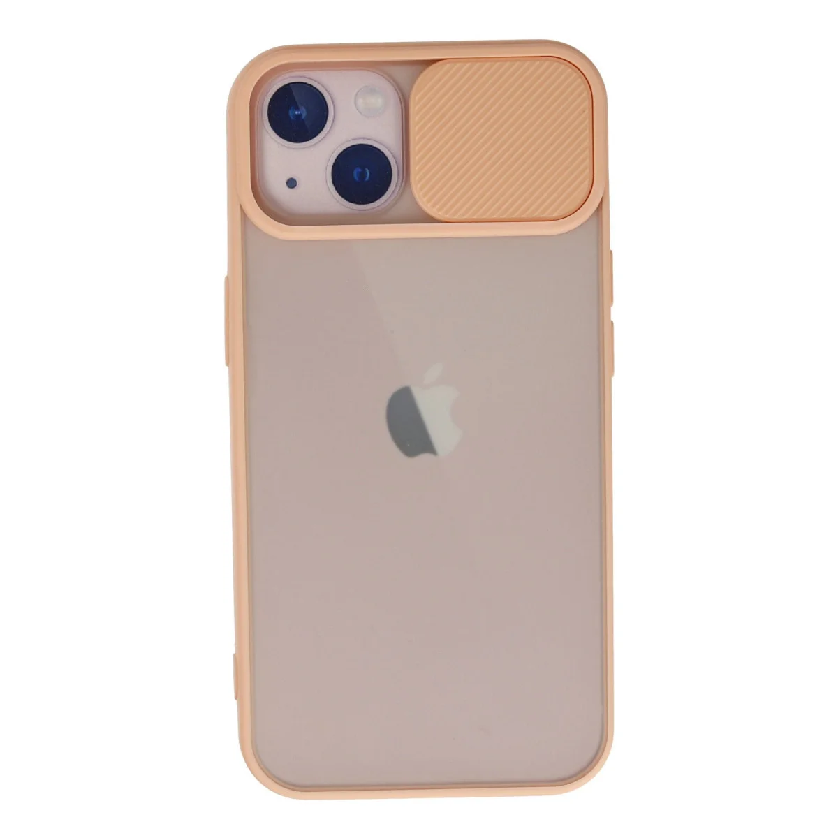 iPhone 13 Kamera Sürgülü Palm Buzlu Silikon Kılıf - Pembe Şık Koruma