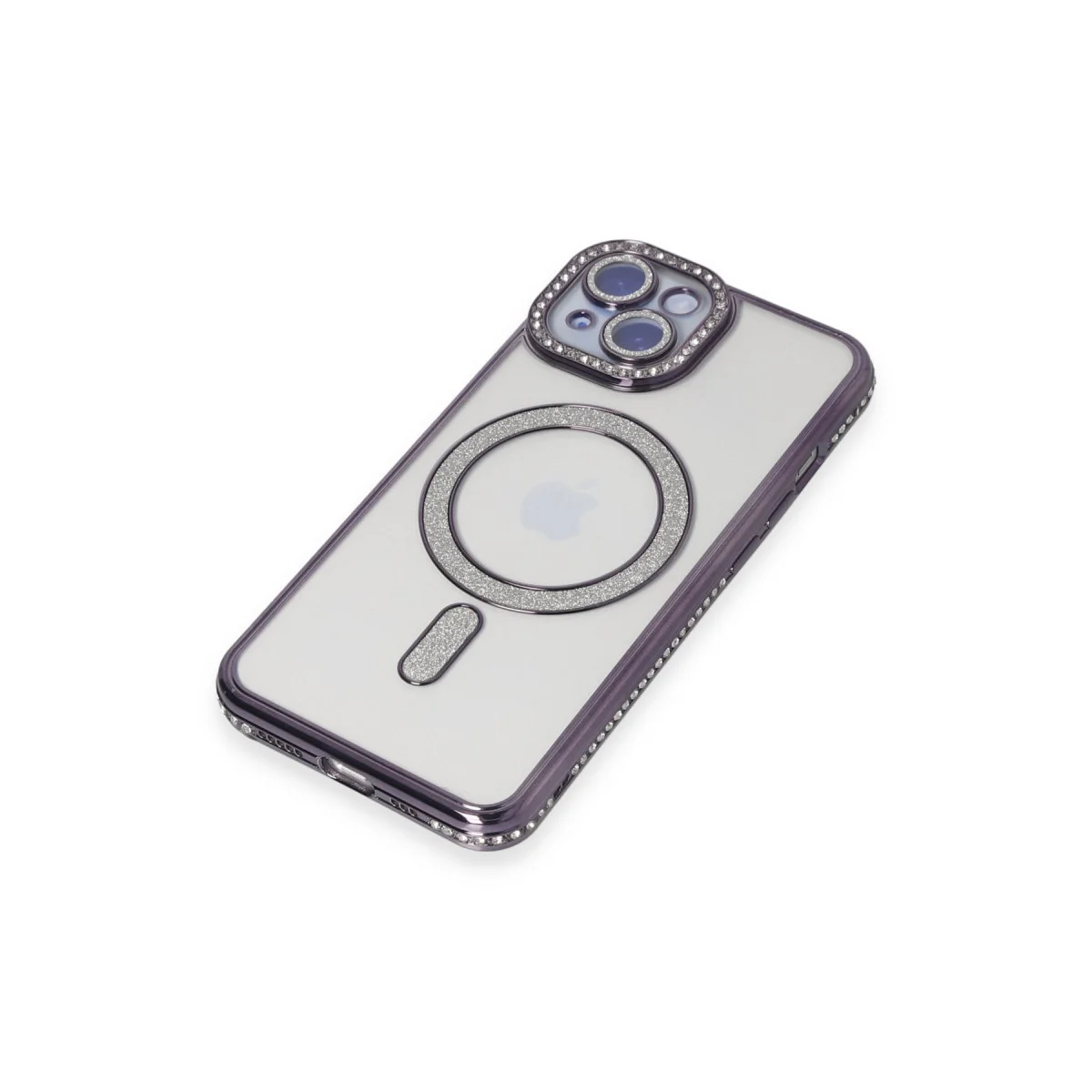 iPhone 13 Kılıf Joke Simli Magneticsafe Derin Mor - Şık ve Güvenli Koruması