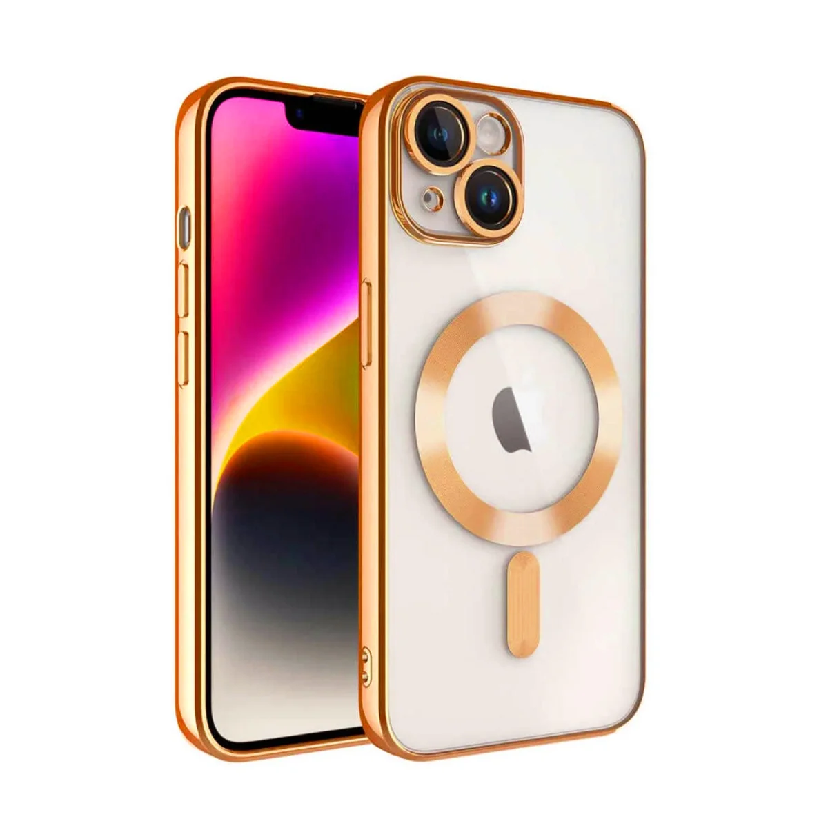 iPhone 13 Kross Magneticsafe Kılıf - Turuncu MagSafe Şeffaf Kapak