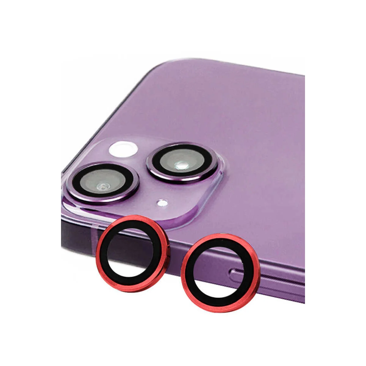 iPhone 13 Metal Kamera Lens - Kırmızı Tempered Cam ve 3D HD Görsel