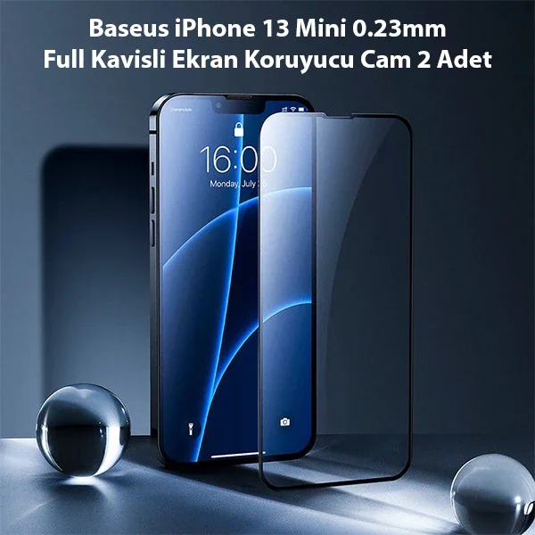 iPhone 13 Mini 0.23 mm Full Kavisli 2’li Ekran Koruyucu Cam – Darbeye Dayanıklı, Çizilmez, Parmak İzine Karşı