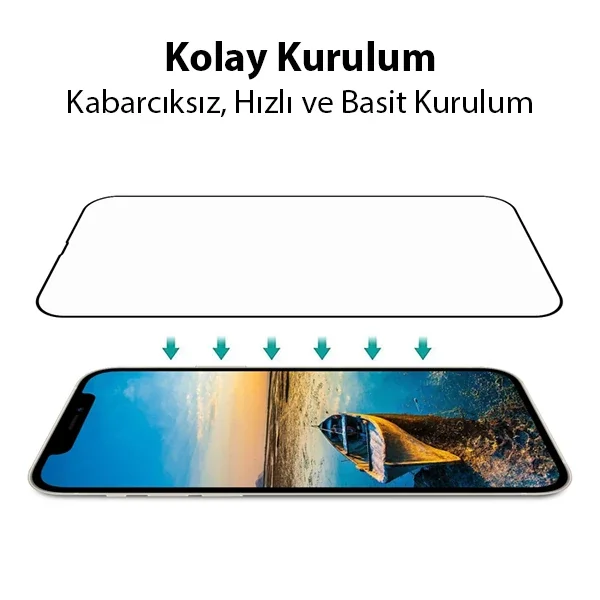 iPhone 13 Mini 5.4" 9D Full Temper Cam Ekran Koruyucu - Çerçeveli Kırılmaz