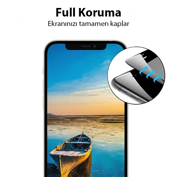 iPhone 13 Mini 5.4" 9D Full Temper Cam Ekran Koruyucu - Çerçeveli Kırılmaz