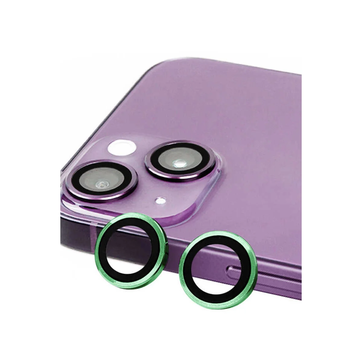 iPhone 13 Mini Metal Kamera Lensi - 3D HD Yeşil Tempered Cam Koruyucu