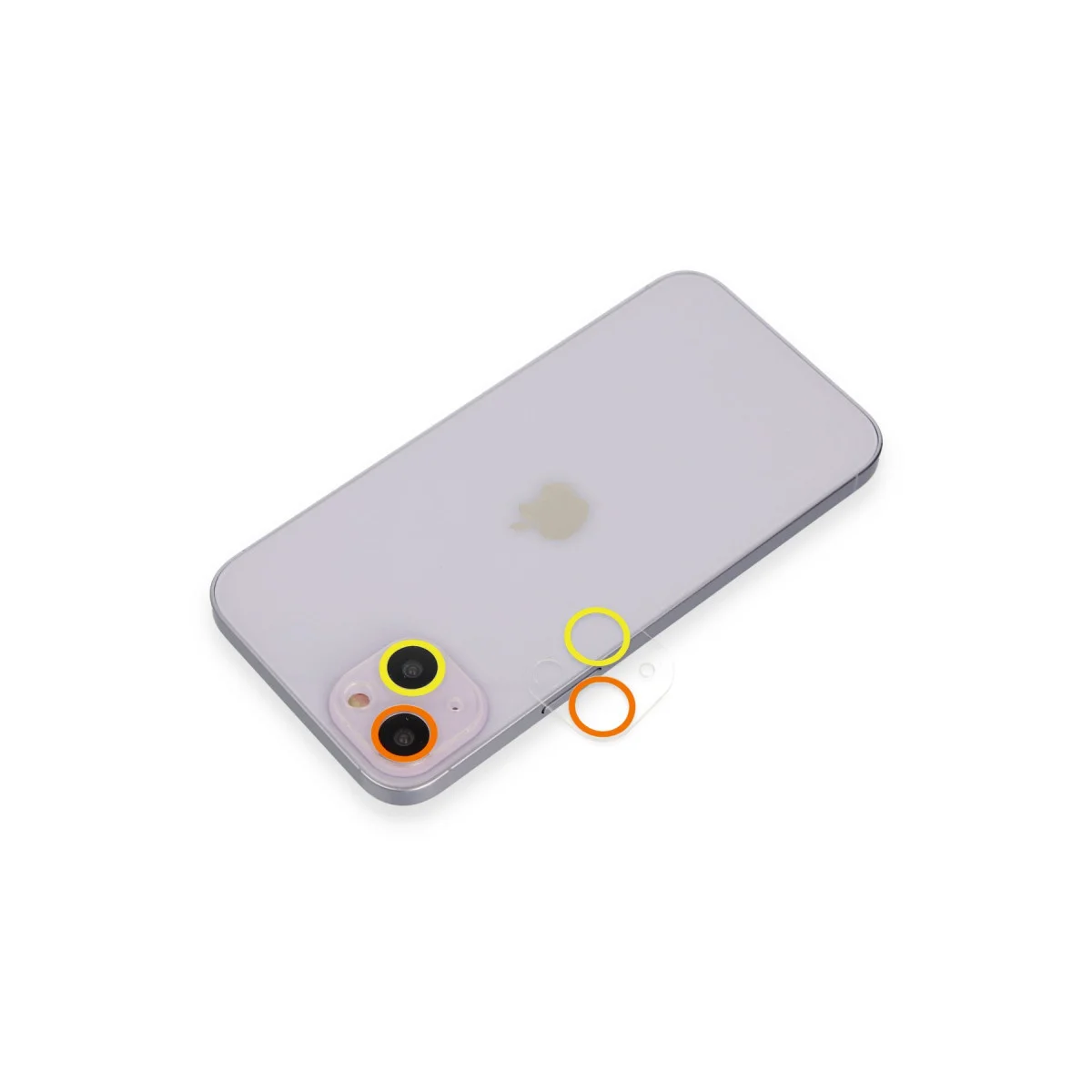 iPhone 13 Mini Renkli Kamera Lens Koruma Camı - Sarı Turuncu ve Dayanıklı