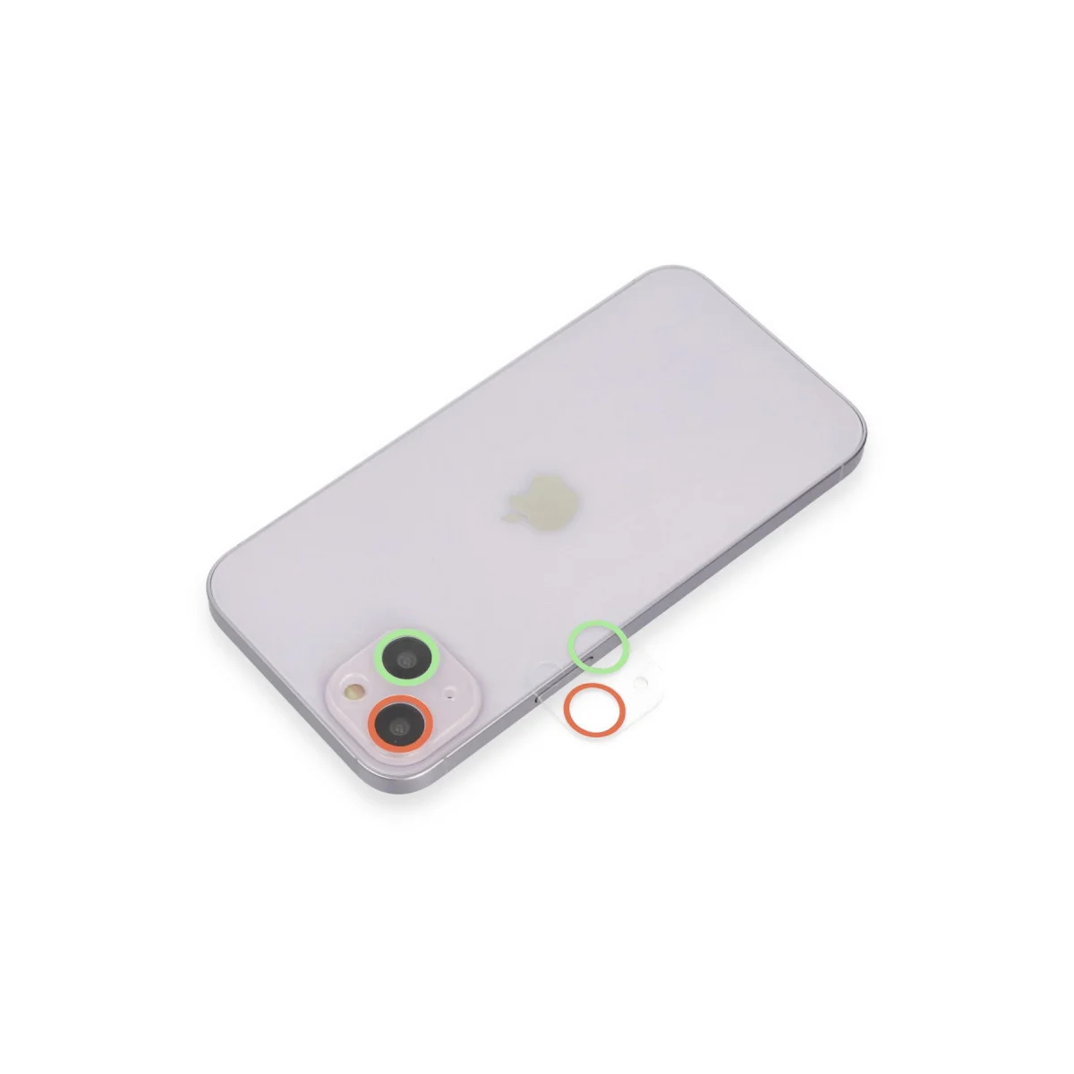 iPhone 13 Mini Renkli Kamera Lens Koruma Camı Yeşil-Pembe - Optik Kalite, Çizilmeye Karşı Dayanıklı