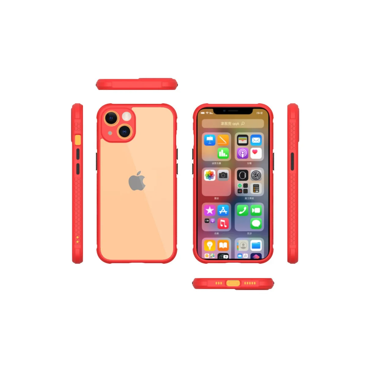 iPhone 13 Mini Şeffaf Silikon Kılıf Miami Kırmızı - Korumalı ve Şık Tasarım