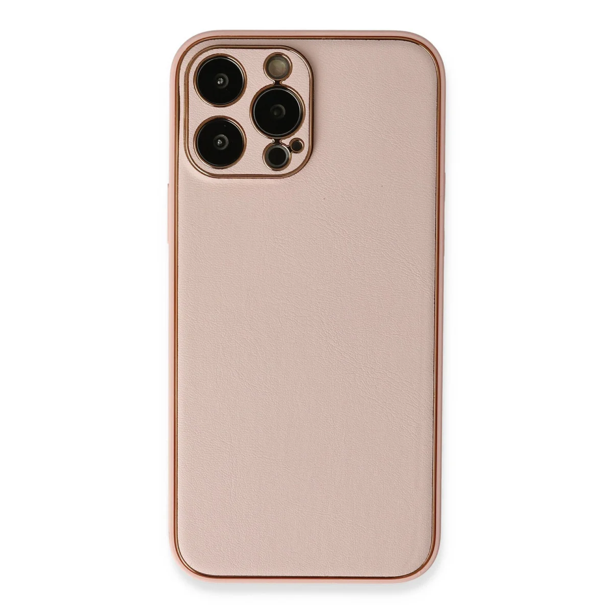 iPhone 13 Pro Coco Deri Silikon Kılıf - Pembe (Elastik ve Koruyucu)