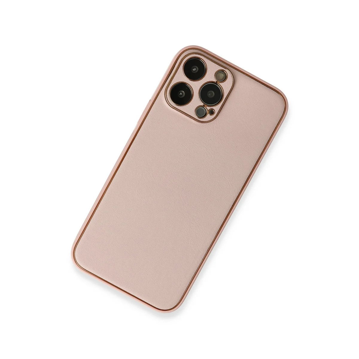 iPhone 13 Pro Coco Deri Silikon Kılıf - Pembe (Elastik ve Koruyucu)