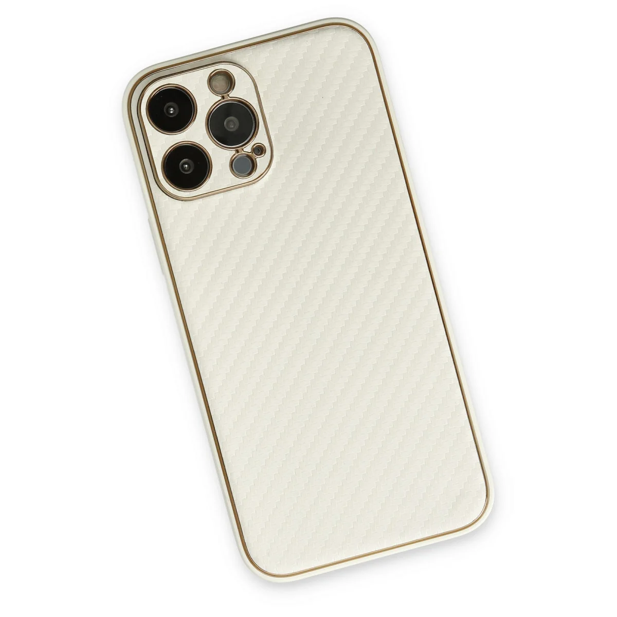 iPhone 13 Pro Coco Karbon Silikon Kılıf - Beyaz ve Esnek Koruma