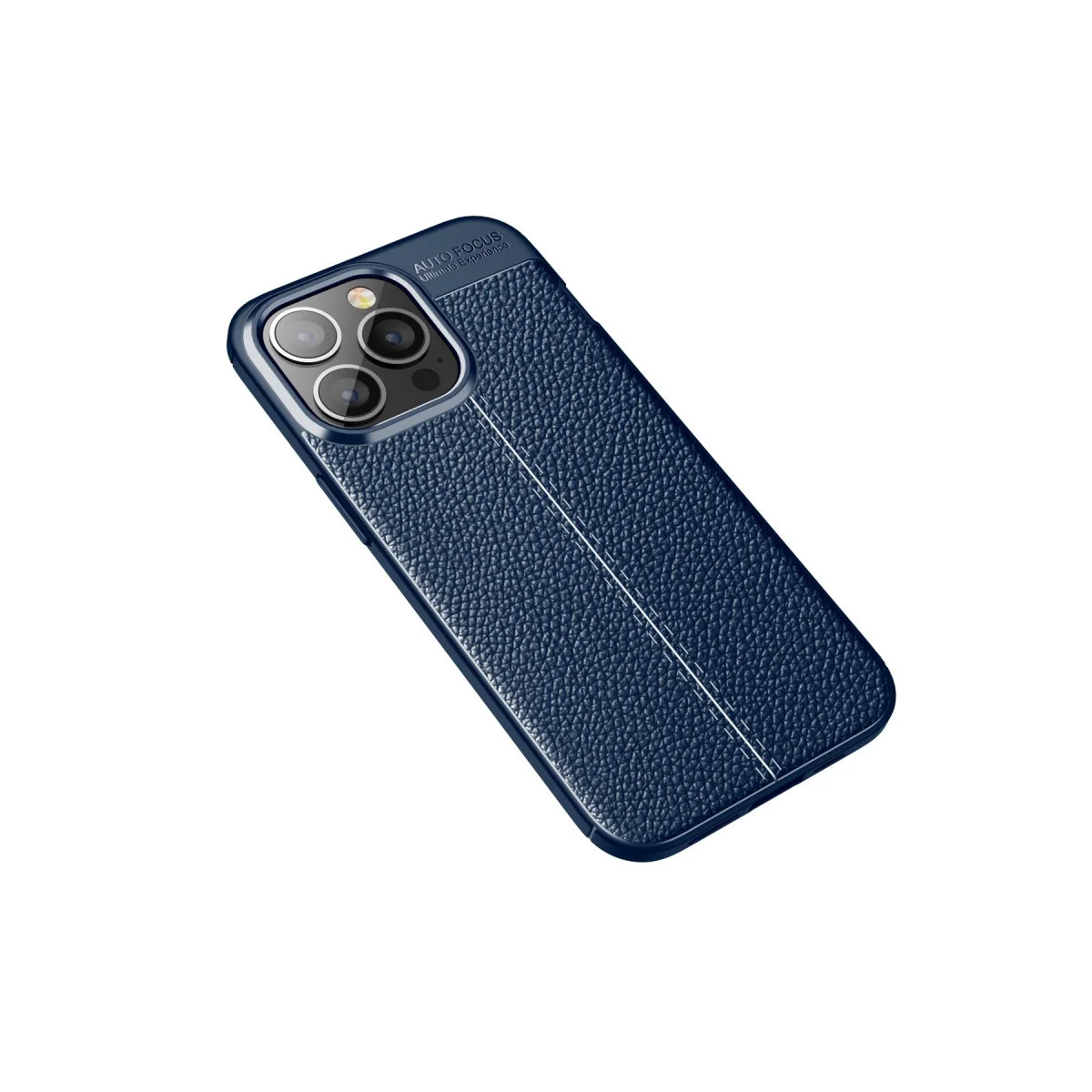 iPhone 13 Pro Deri Dokulu Auto Focus Kılıf - TPU Korumalı Lacivert