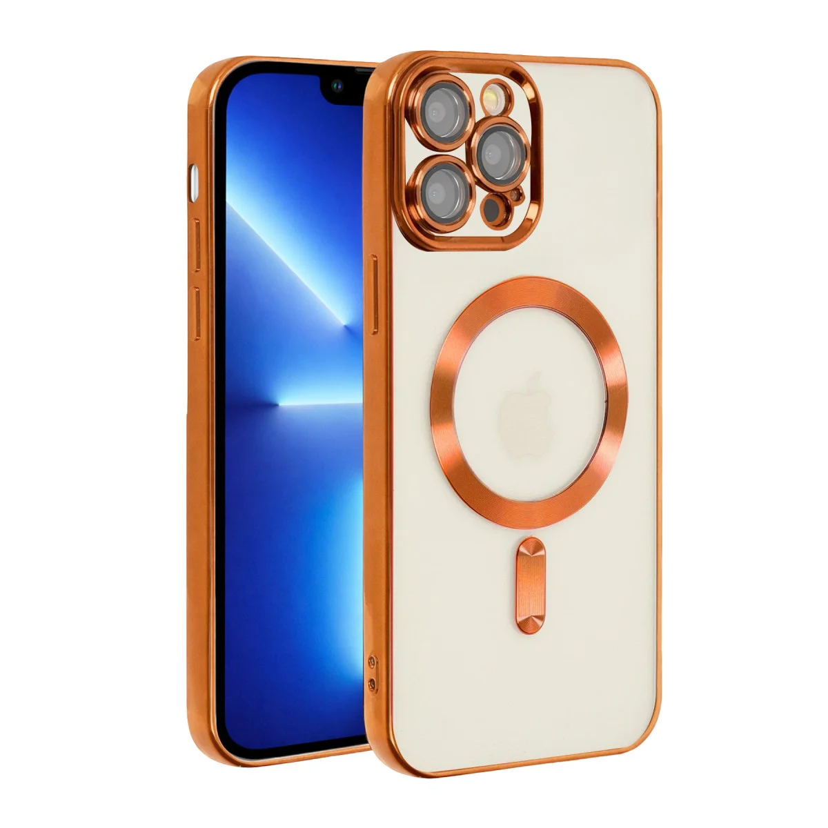 iPhone 13 Pro Kılıf - Kross Magneticsafe Şeffaf Turuncu & MagSafe Uyumlu
