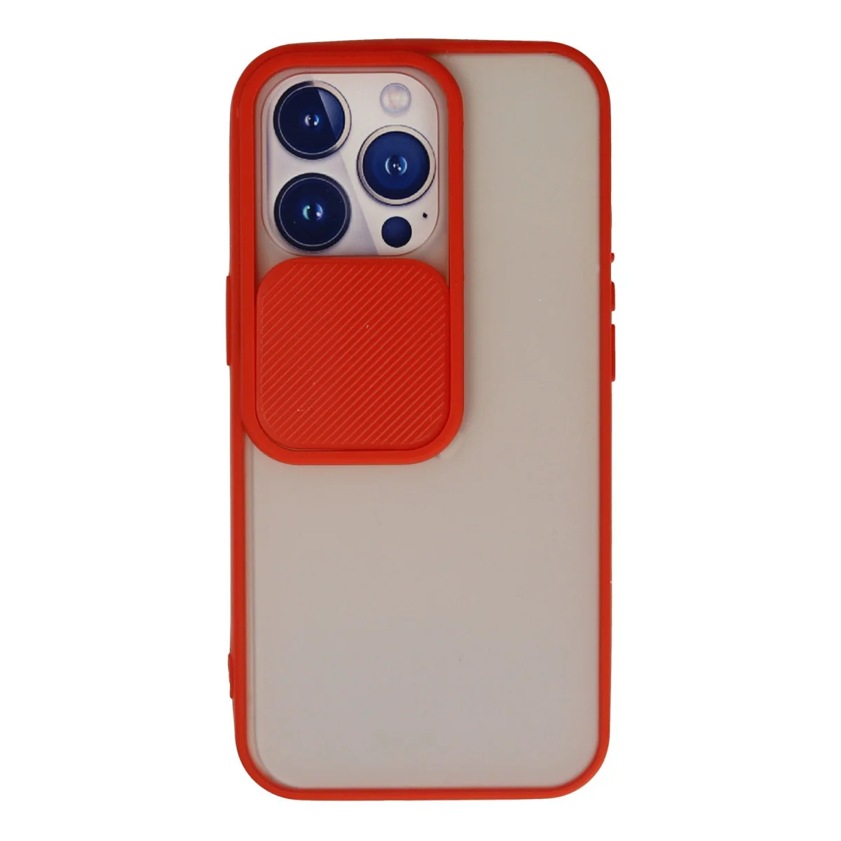iPhone 13 Pro Kılıf - Palm Buzlu Kamera Sürgülü Silikon Kırmızı
