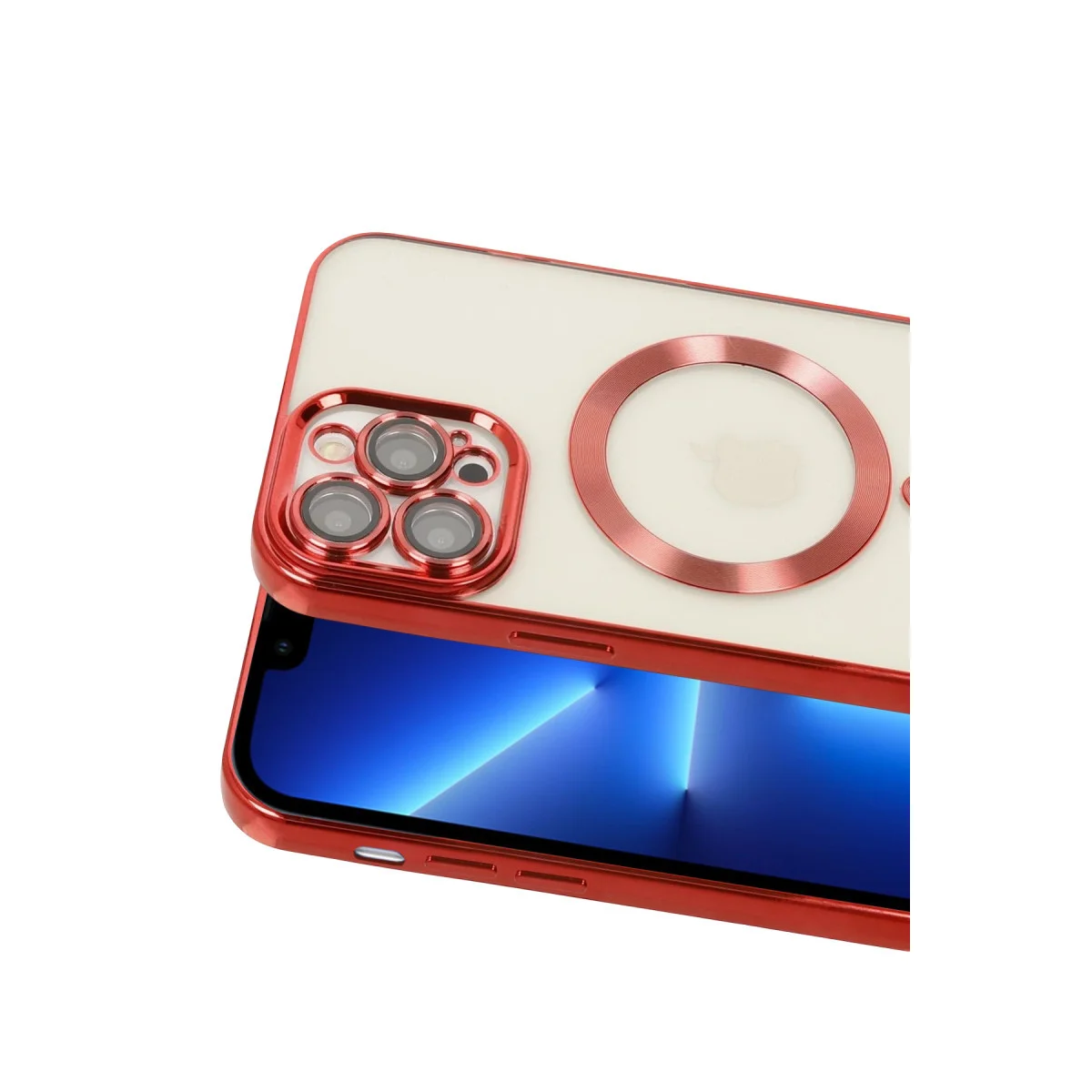 iPhone 13 Pro Kılıf Kross Magneticsafe Kırmızı - Şeffaf, Saf ve Tam Koruma