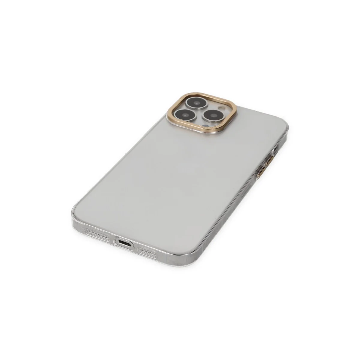 iPhone 13 Pro Kılıf Anka Metal Detaylı Şeffaf Kamera Koruyucu