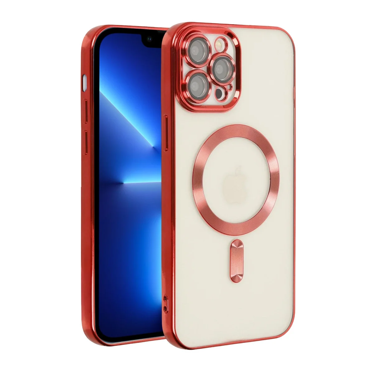 iPhone 13 Pro Kılıf Kross Magneticsafe Kırmızı - Şeffaf, Saf ve Tam Koruma