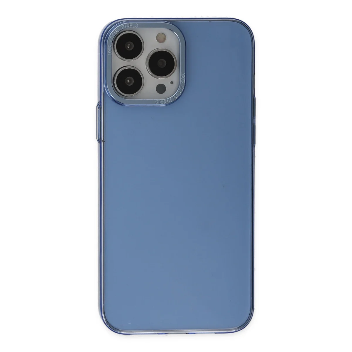 iPhone 13 Pro Kılıf Anka PC Sert Metal Kapak - Mavi Premium Tasarım
