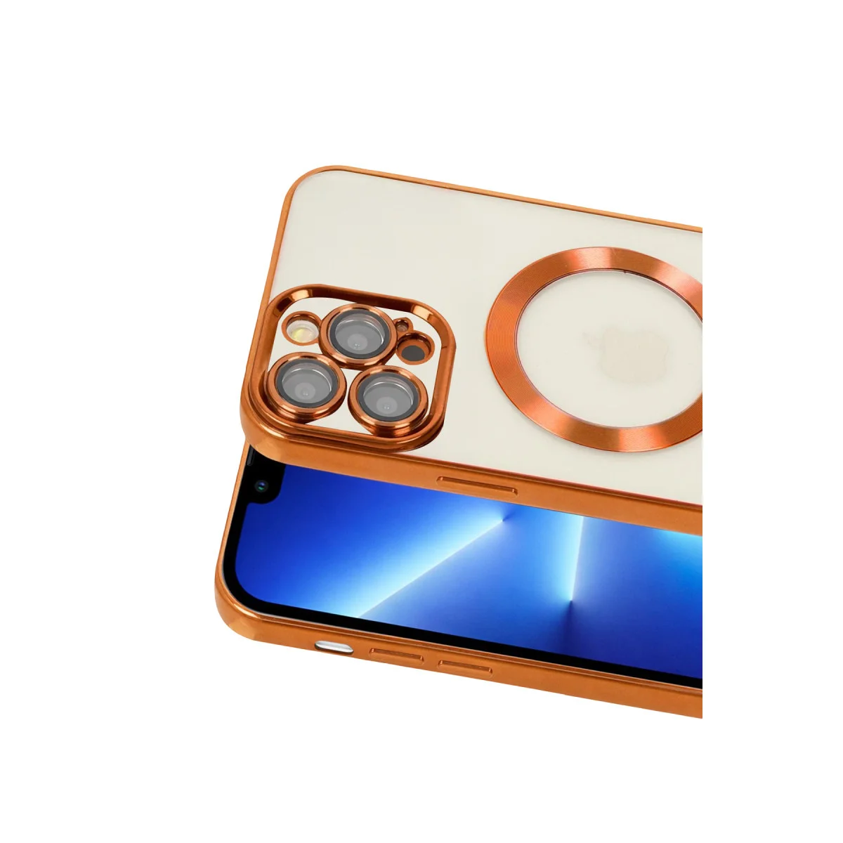 iPhone 13 Pro Kılıf - Kross Magneticsafe Şeffaf Turuncu & MagSafe Uyumlu