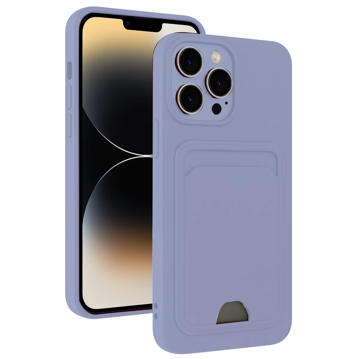 iPhone 13 Pro Kılıf Kelvin Kartvizitli Silikon Lila - Premium Tasarım ve Fonksiyonel Koruma